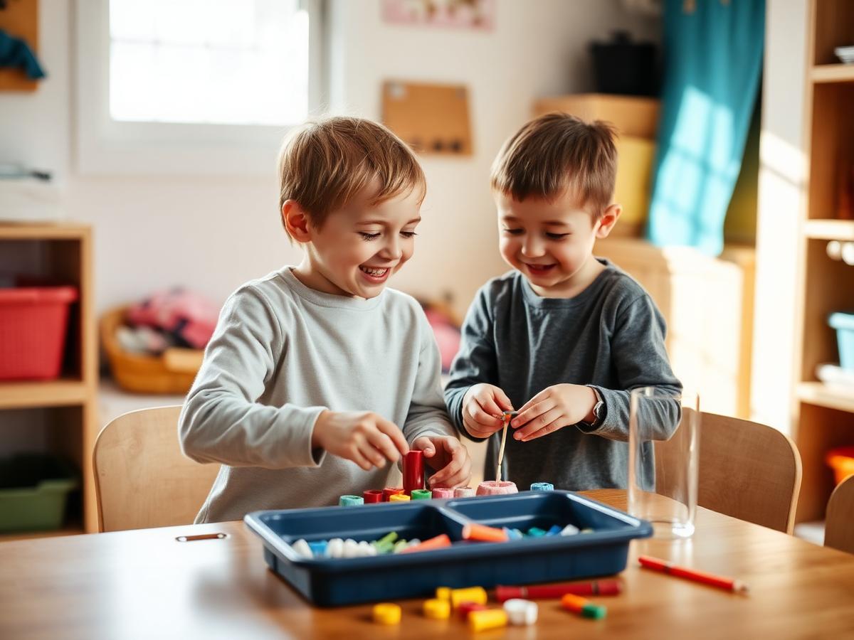 Niños en una actividad creativa y práctica de aprendizaje